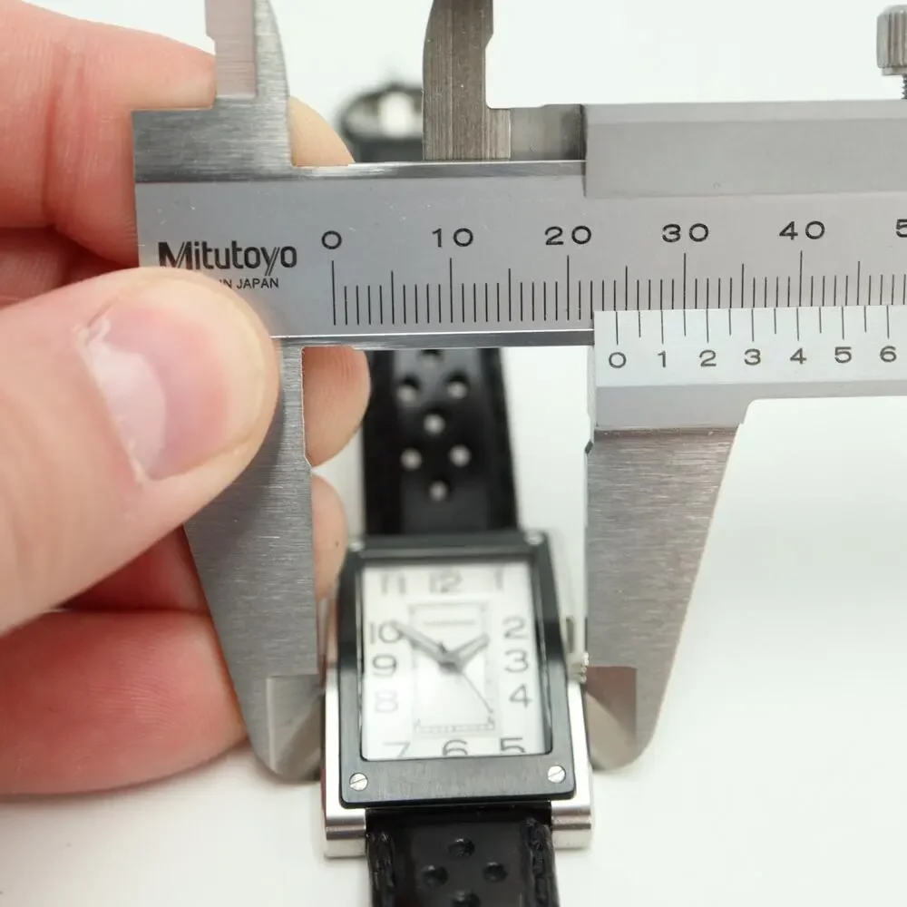 Tourneau Honda Silver Tone Tank Watch 24mm Unisex Black Leather w New Battery